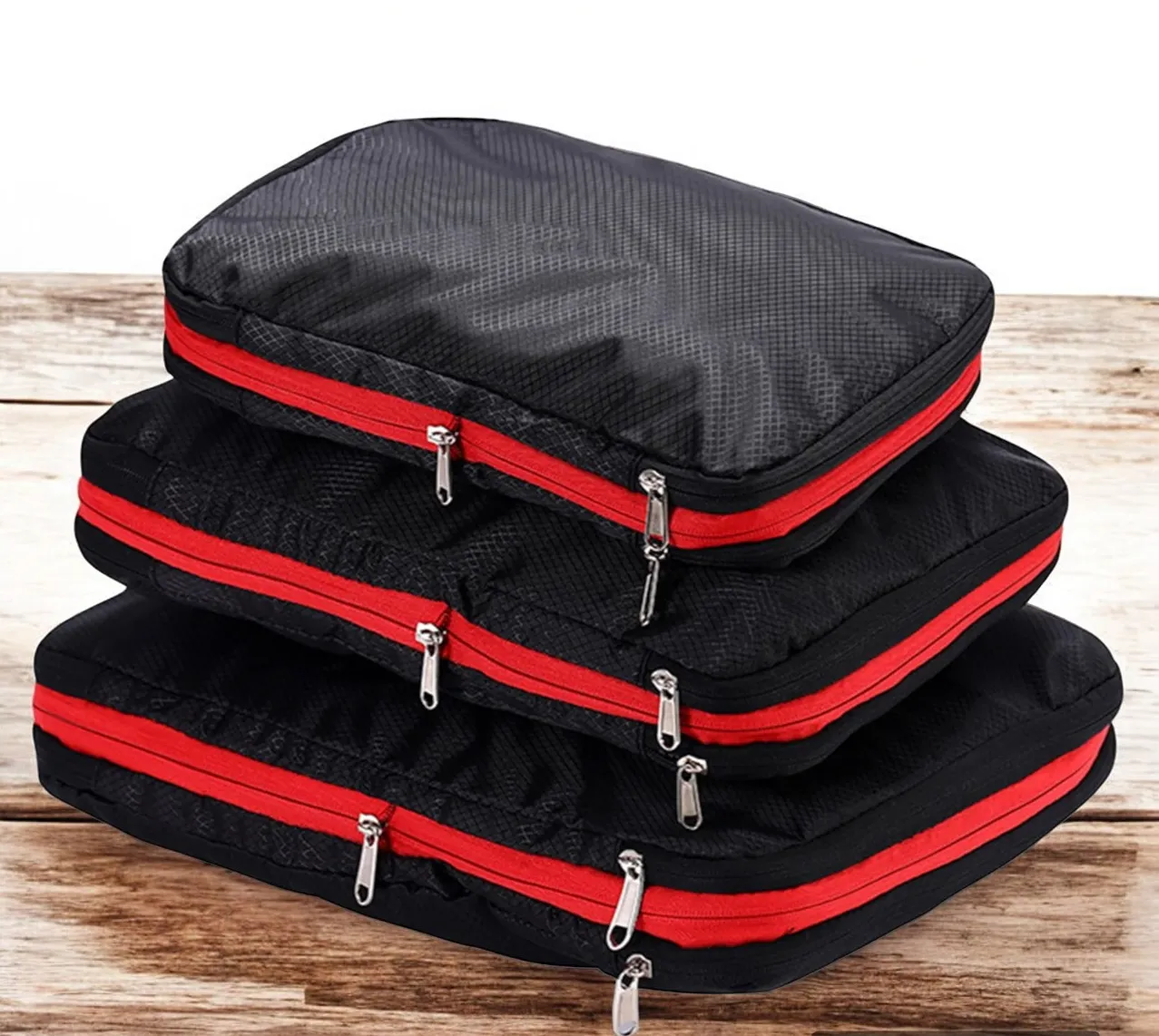 3pc Compression Packing Cubes Set With Clothing Separator