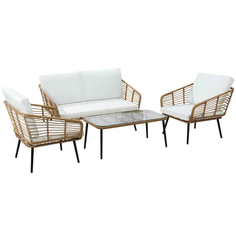 4-Piece Rattan Sofa Set, UV-Resistant, Cushions Gardeon