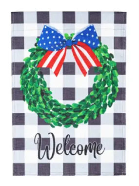 Boxwood Plaid Burlap Garden Flag