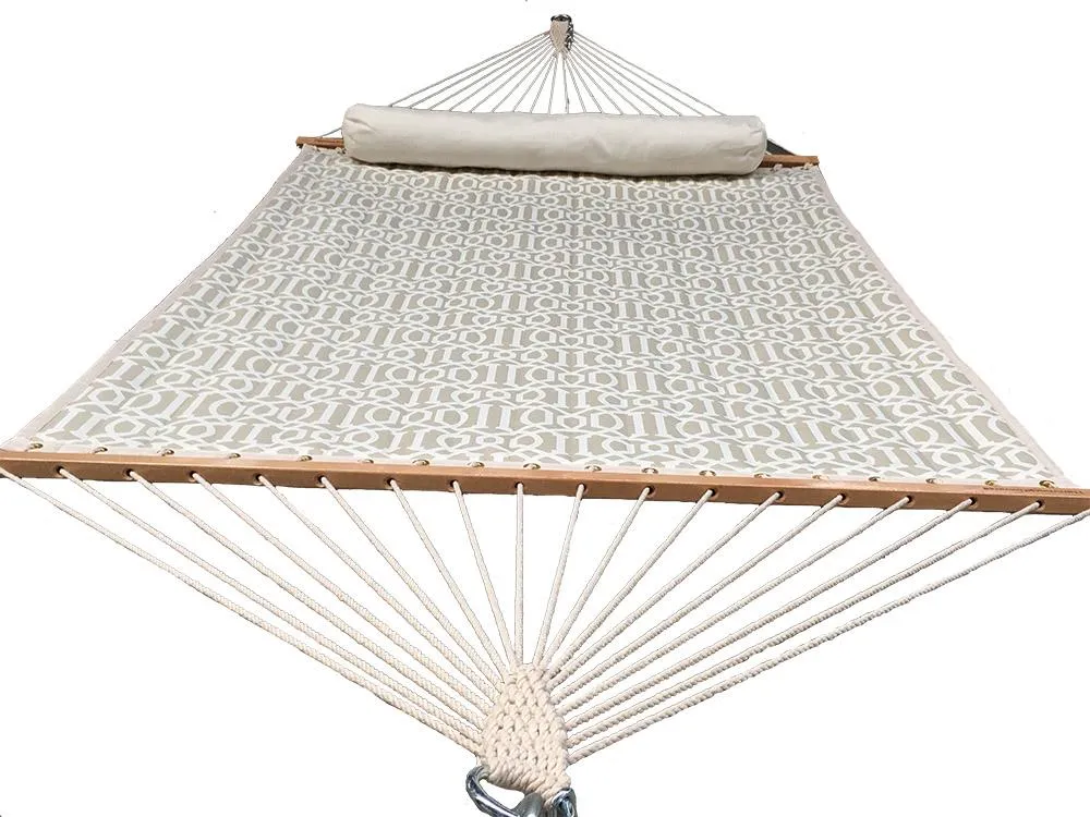 Deluxe Quilted Hammock with Wicker Stand