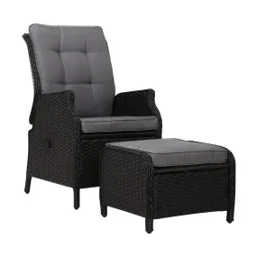 Ella Outdoor Recliner Patio Chair Black