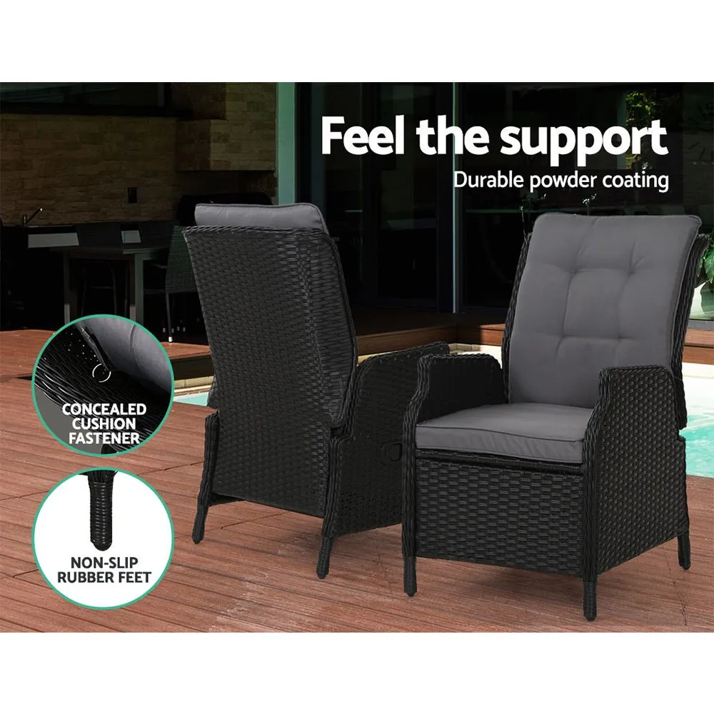 Ella Outdoor Recliner Patio Chair Black