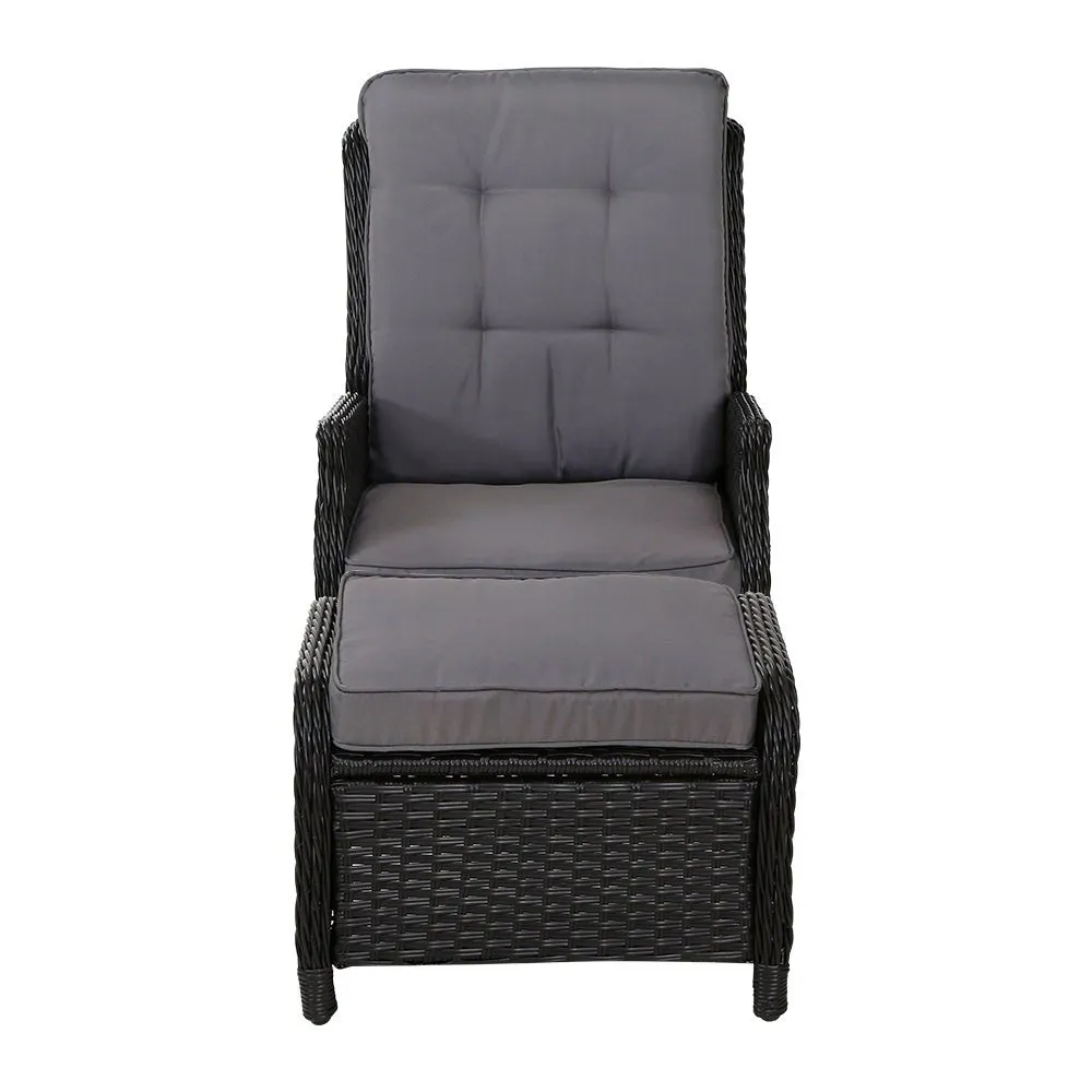 Ella Outdoor Recliner Patio Chair Black