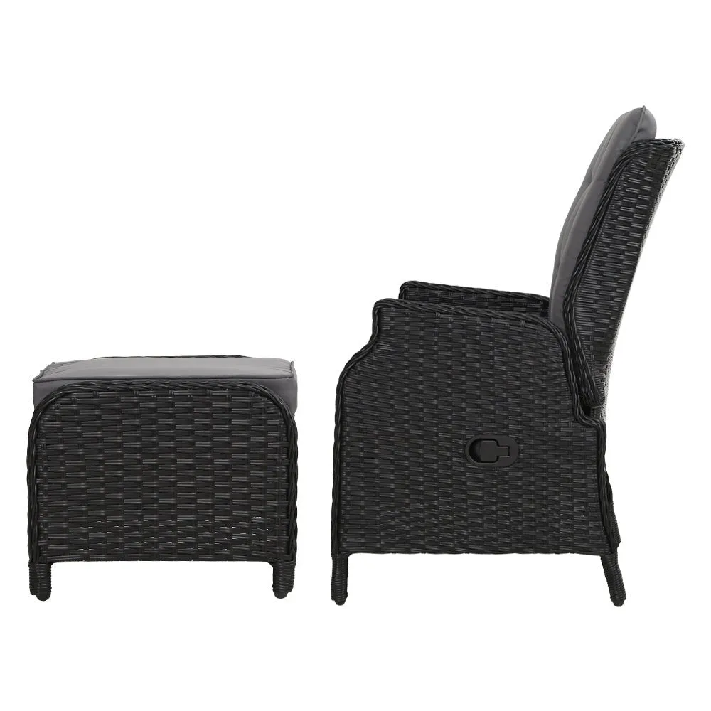 Ella Outdoor Recliner Patio Chair Black