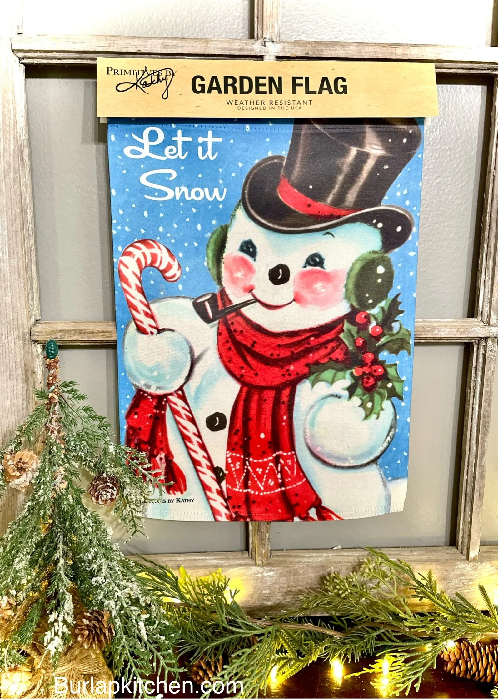 (F) Vintage Snowman Garden Flag