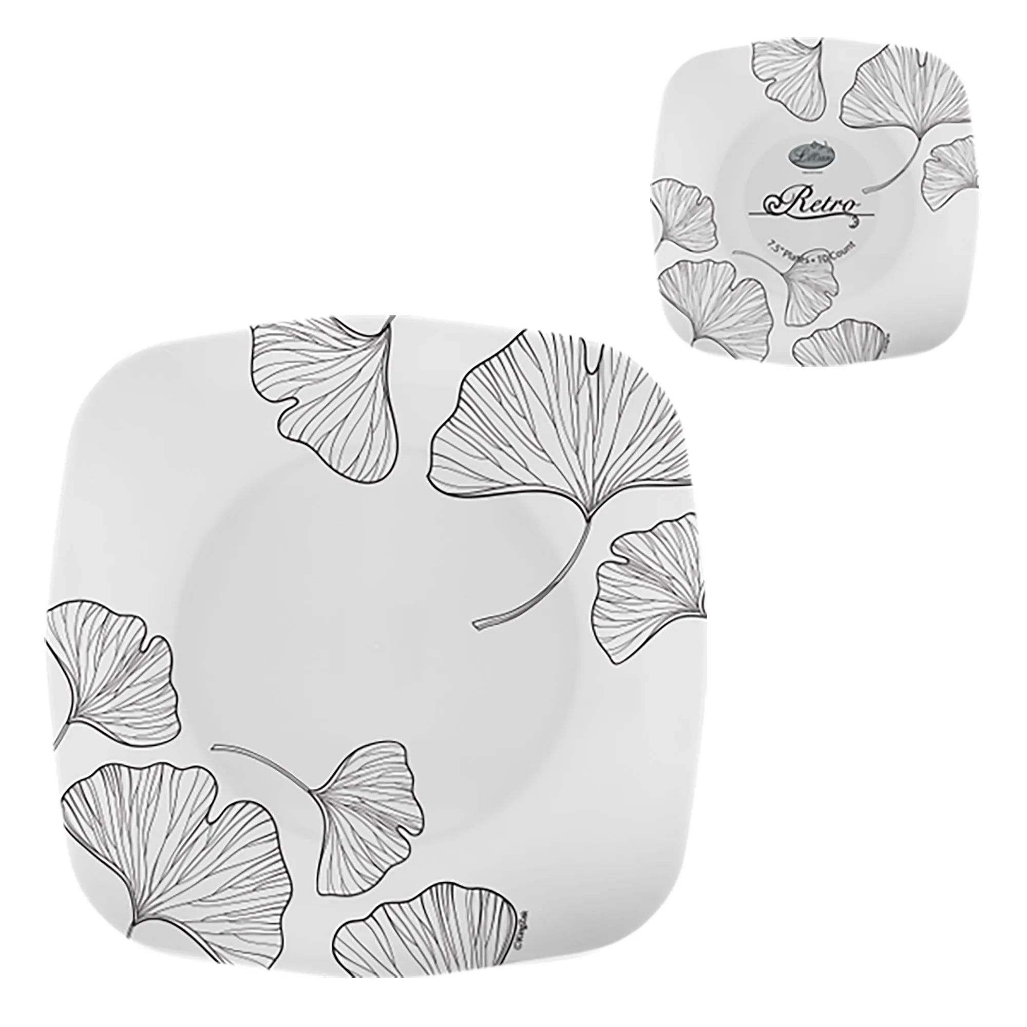 Gingko Premium Plastic Retro Square Dinnerware