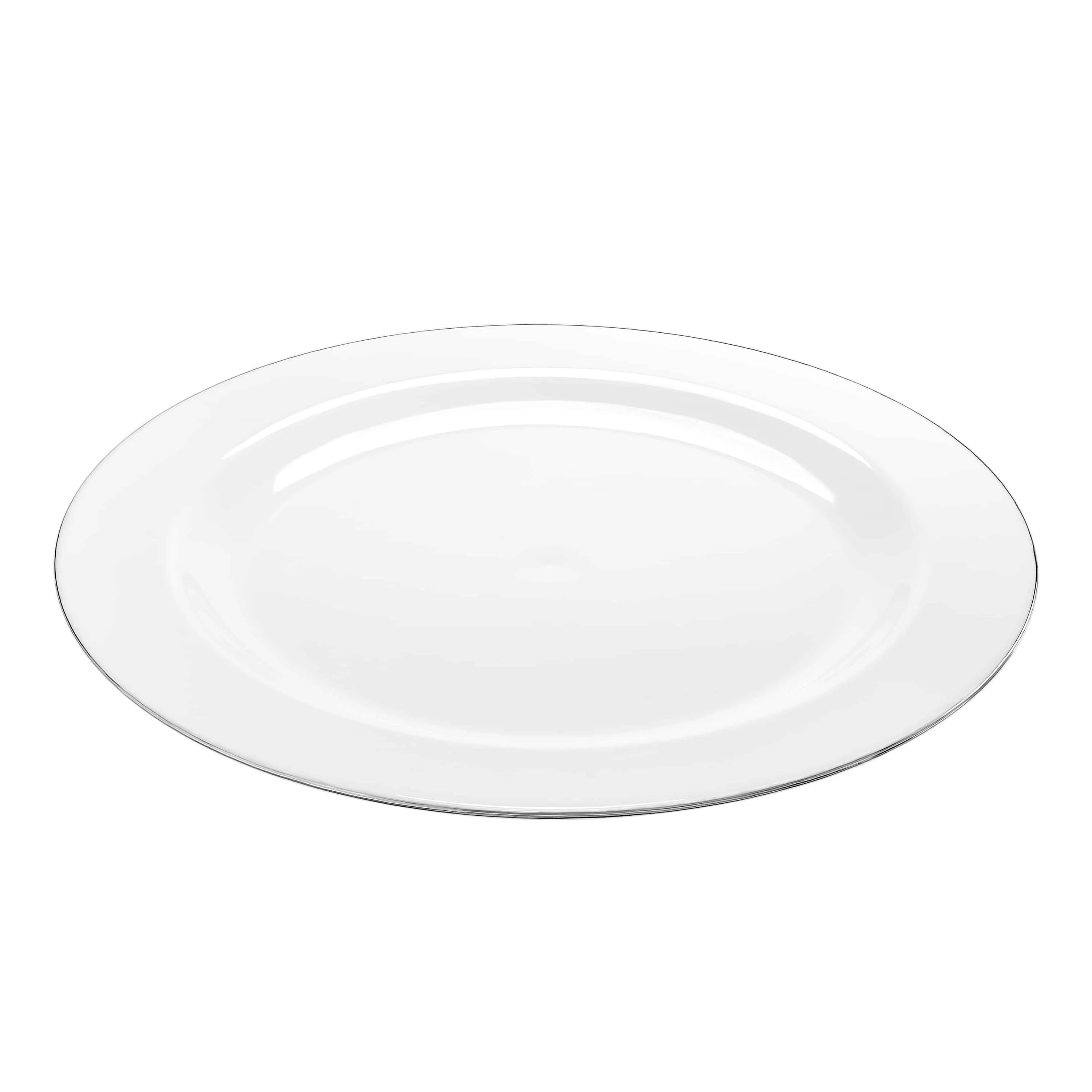 Magnificence Silver Edge Premium Plastic Round Dinnerware