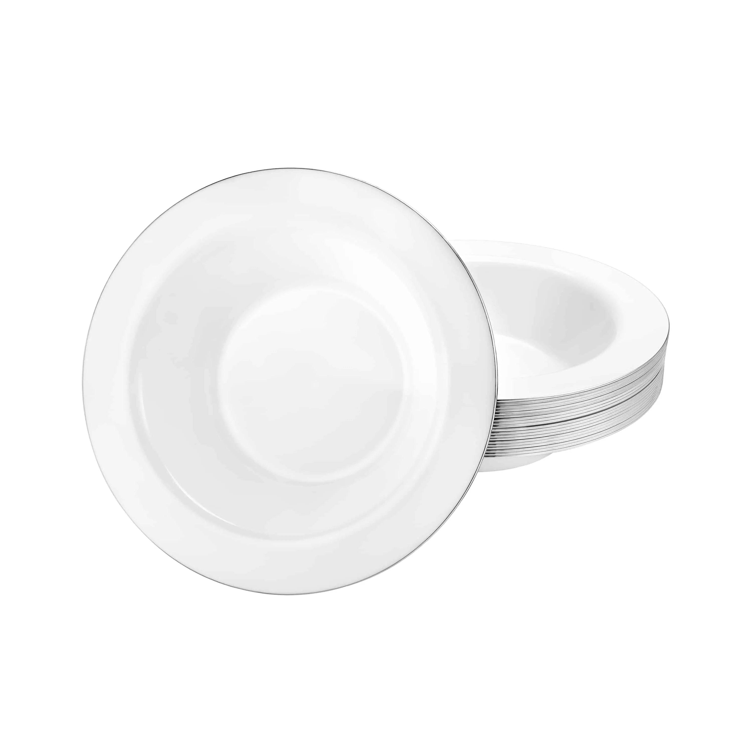 Magnificence Silver Edge Premium Plastic Round Dinnerware