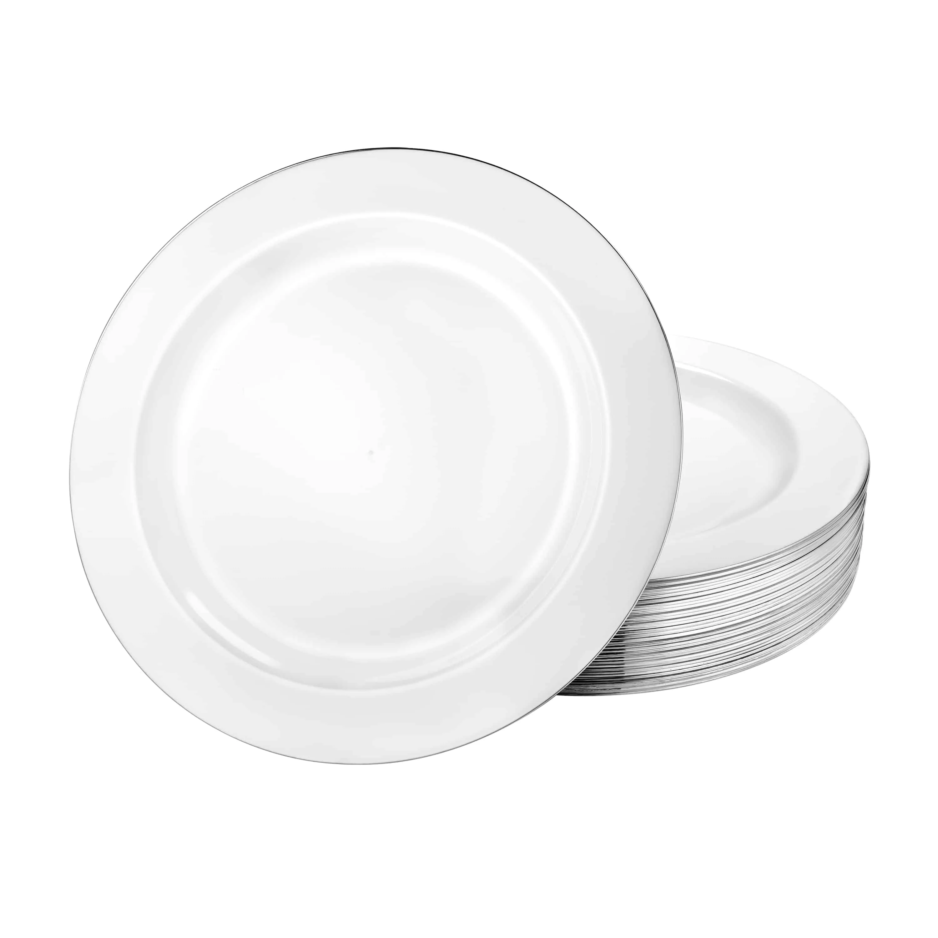 Magnificence Silver Edge Premium Plastic Round Dinnerware