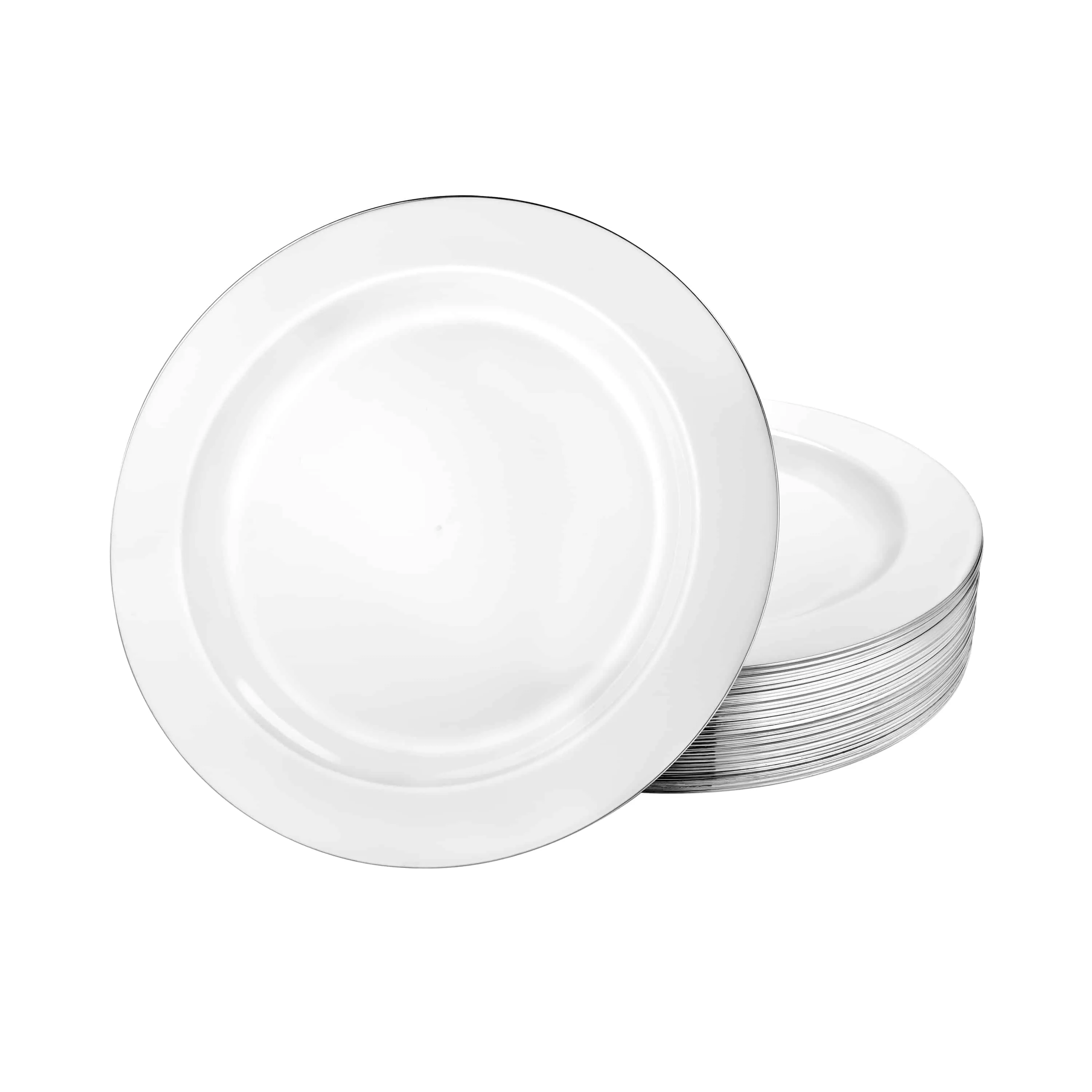 Magnificence Silver Edge Premium Plastic Round Dinnerware