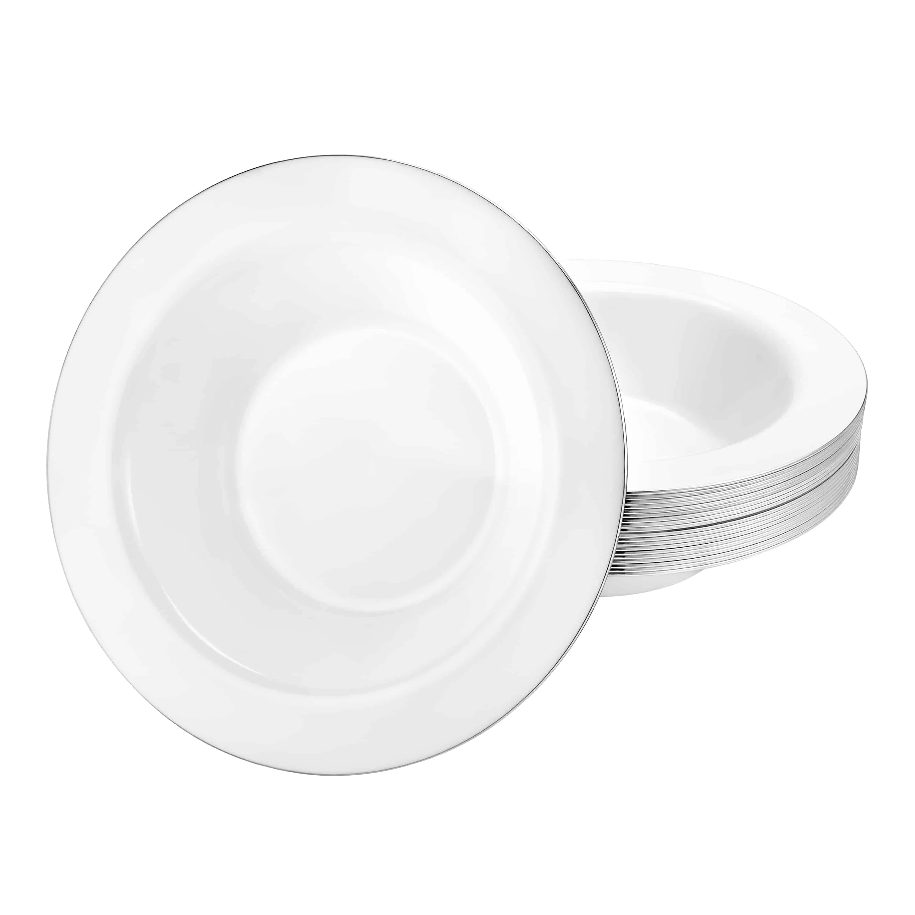 Magnificence Silver Edge Premium Plastic Round Dinnerware