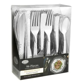 Pebbled Metallic Premium Plastic Cutlery Combo