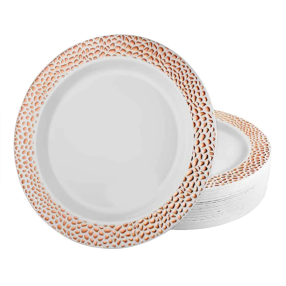 Pebbled Premium Plastic Round Dinnerware