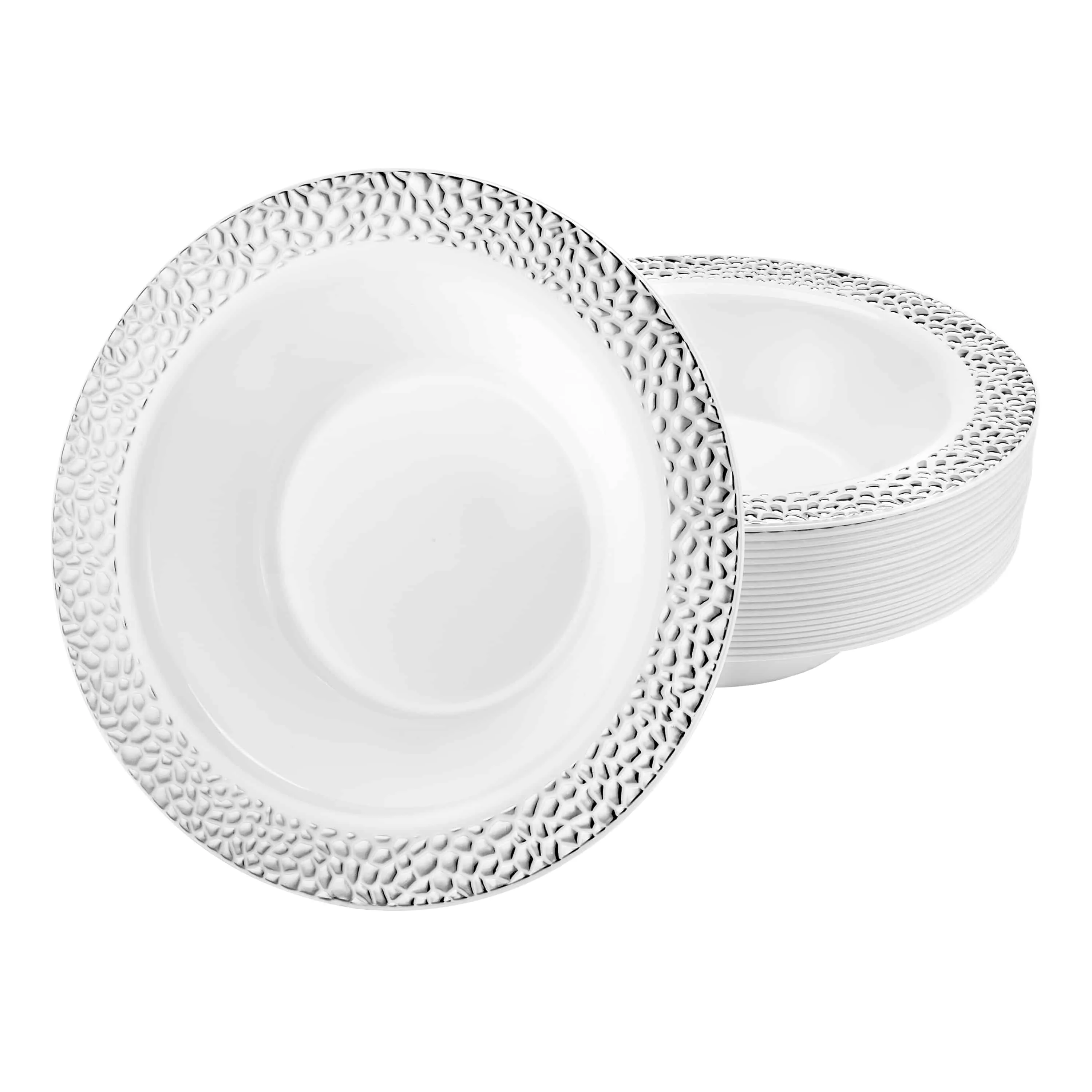 Pebbled Premium Plastic Round Dinnerware