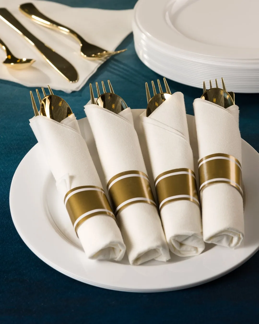 Pre-Rolled Premium Plastic Cutlery & Napkin Sets