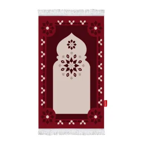 Printed Fiber Padded Prayer Mat- Dark Red