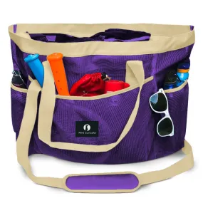 Red Suricata XL Mesh Beach Bag Tote -  Purple & Beige