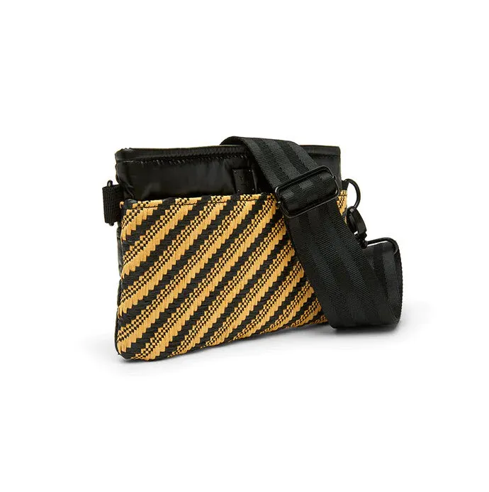 The Crossbody Bum Bag in Dune Raffia Diagonal Stripe