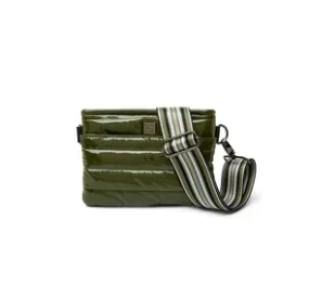 The Crossbody Bum Bag in Olive Patent